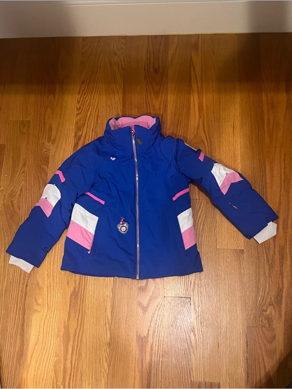 Obermeyer Kids Royal Blue Jacket with Pink & White Accents
